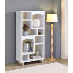 Geilys White and Distressed Pine 65-inch 8-shelf Bookcase