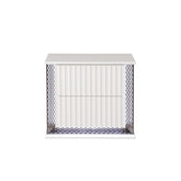 Fabio Contemporary Style Queen 5PC Bedroom set Made with Diamond-Shaped Side Accents, LED Lighting and Wood in White Finish (NJ INVENTORY)