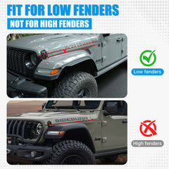 Front & Rear Fenders Compatible with 2020-2024 Jeep Wrangler Gladiator JT Sport & Willys( Fit JT Original low Fender )