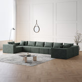 188-Inch Corduroy Modular L Shaped Sectional Sofa,Luxury Floor Couch Set,Upholstered Indoor Furniture,Foam-Filled Compressed Sofa for Living Room,Bedroom,8 PC Free Combination