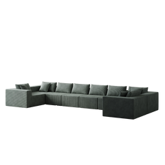 188-Inch Corduroy Modular L Shaped Sectional Sofa,Luxury Floor Couch Set,Upholstered Indoor Furniture,Foam-Filled Compressed Sofa for Living Room,Bedroom,8 PC Free Combination