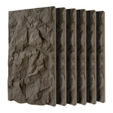 3D Faux Stone Wall Panels, 6 PCS PU Wainscoting Panel for Interior Wall Decor, Flame-resistant & Lightweight & Waterproof, for TV Wall, Office, Living Room, 47.24" × 23.62"(Rock Stone)(Carbon Black)