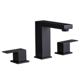 Bathroom Stainless Steel Faucets for Sink 3 Hole Matte Black 8 inch Widespread Bathroom Sink Faucet Double Lever Handle Faucet Bathroom Vanity Faucet Basin Mixer Tap Faucet with Hose