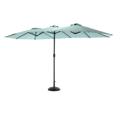 14.8 Ft Double Sided Outdoor Umbrella Rectangular Large with Crank ( Light green )(No Base)