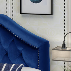 Tufted Upholstered Headboard Queen Size, Solid Wood Head Board with Durable Metal Legs, Adjustable Height Queen headboard with Nailhead Trim in Bedroom