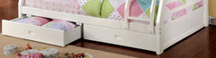 Twin Over Full Bunk Bed Modern Transitional Style Include Two Large Drawers for Under Bed Storage And Attached Ladder White