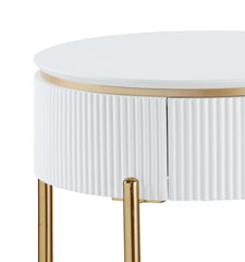 Daveigh White High Gloss & Gold Finish End Table