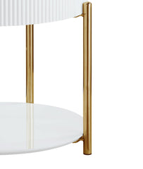 Daveigh White High Gloss & Gold Finish End Table
