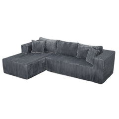 105" L-Shaped Modular Compression Sofa, Plush Upholstery, All-Foam Structure (No Springs), Vacuum-Packed, Space-Saving for Living Room, Bedroom, Apartment (Right Chaise)