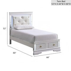 Verona G6735B-TSB Twin Bed ( Mattress Not Included), Pearl White