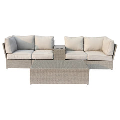 4-Seat Outdoor Wicker Conversation Set with Cushions – Fully Assembled