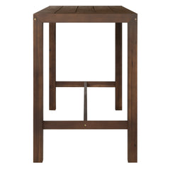 TREXM 5-Piece Rustic Patio Bar Set, Patio Table and Chairs Set with Ergonomic Chairs, Solid Wood Slatted Tabletop for Poolside, Balcony, Backyard, Porch (Mocha+Beige Cushion)
