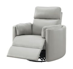 Sagen Gray Faux Leather Glider Recliner with Swivel