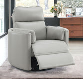 Sagen Gray Faux Leather Glider Recliner with Swivel