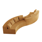 Corduroy curved sectional sofa with 8 pillows,Curved Symmetrical Modular Semi Circular Sofa Sectional for bedroom, living room, office for leisure or nap, reading room, and lobby(four modules)