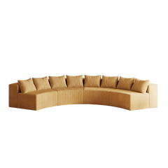 Corduroy curved sectional sofa with 8 pillows,Curved Symmetrical Modular Semi Circular Sofa Sectional for bedroom, living room, office for leisure or nap, reading room, and lobby(four modules)