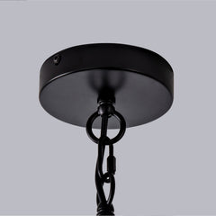 Farmhouse 6-Light Glass Chandelier, Modern Black Light Fixture for Kitchen Dining Room Over Table, Industrial Lighting for Living Room, Foyer, Entryway, E26 Bulb Base
