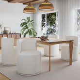 Modern Swivel Upholstered Side Chair in Beige (Set of 4)