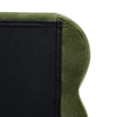 Stockholm Modern Wavy Headboard Platform Bed, King, Olive Green Performance Velvet
