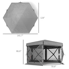 Tent with Sidewalls,Outdoor Canopy Shelter with Carry Bag,Hexagonal Pop Up Gazebo Canopy Tent