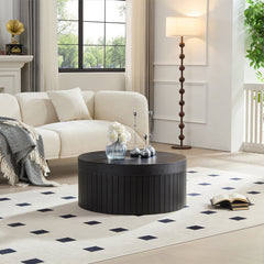 Modern Round Coffee Table with Storage Accent Tea Table for Living Room Bedroom Office Apartment
