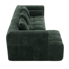 101.2" Sectional Sofa Full-Compressed Sofa Modular Sofa Couch Free-combined Sofa with Deep Seating and Two Side Pockets for Living Room, Green