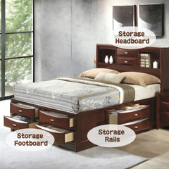 Ireland Espresso Finish Queen Bed W/Storage
