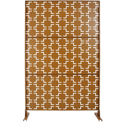 Outdoor & Indoor Privacy Screen Metal Privacy Screen 76" H×48" W, Freestanding Decorative Privacy Screen for Deck Balcony Patio, Privacy Fence Panels for Outside Lawn Garden PS105 BROWN