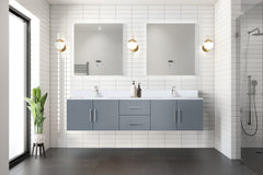Dark Grey Double Bath Vanity 80 in. W x 22 in. D, White Quartz Top, and 30 in. LED Mirrors