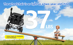 37 LBS Lightweight Carbon Fiber Electric Wheelchairs for Adults, 30 Miles Long Range Foldable Motorized Wheelchair with 2 Lithium Batteries & Dual Motors