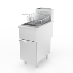 Commercial Gas Deep Fryer, Stainless Steel Free Standing Floor Frye with Baskets 4 Tube 120000 BTU 50LB for Restaurants
