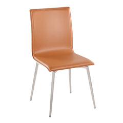 Mason Contemporary Upholstered Chair in Brushed Stainless Steel and Camel Faux Leather by LumiSource - Set of 2
