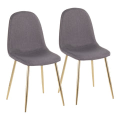 Pebble Contemporary Chair in Gold Steel and Charcoal Fabric by LumiSource - Set of 2