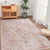 MAVAL Beige Washable Rug 6x9 Area Rug (Beige, 6' x 9')