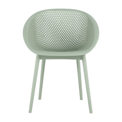 Holiday - 4-Pack Pale Green Modern Lounge Chairs – Indoor/Outdoor All-Weather PP Plastic with 55 Inch White Modern Long Table - Indoor/Outdoor- Lightweight PP Tabletop with Metal