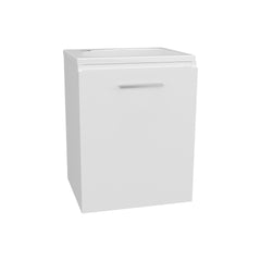 Saju Floating, Wide One-Door Cabinet Vanity, With Resin Sink And One Shelf, Bathroom Storage, White