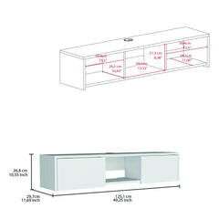 Glen Floating TV Stand with Side Doors and Central Media Shelf