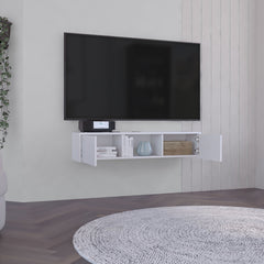 Glen Floating TV Stand with Side Doors and Central Media Shelf