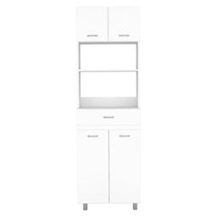 Caribe Microwave Cabinet, Four Legs, One Drawer, Double Door, One Shelf -White