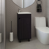 Bethel Wide One-Door Cabinet, Free Standing Vanity With Resin Sink And Two Shelves, Bathroom Storage, Black