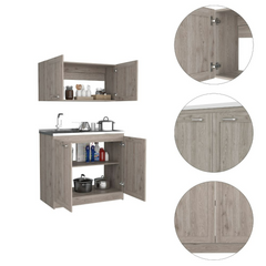 Zurich Cabinet Set, Two Shelves -Light Gray