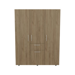 Bariloche 70" High Four-Door, One Drawer Armoire With Three Hanging Rods, Seven Shelves Bedroom, Wardrobe, Closet Natural Oak