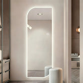 65" x 21" LED Full Length Wall Mirror, Irregular Shape Design, 3-Color Dimmable Lighting, 5mm Copper-Free Silver Glass, Hardwired or Plug-in, for Entryway, Bedroom & Salon