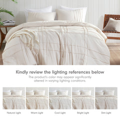 3-Piece Cal King Soft Washed Pleated Comforter Set