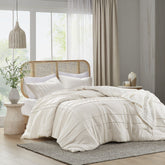 3-Piece Cal King Soft Washed Pleated Comforter Set