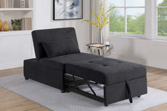 Contemporary Black Color Sleeper Sofa Chair Pillow Plush Tufted Seat 1pc Convertible Sofa Sherpa Fabric Couch Pull out Seat