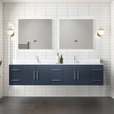 Navy Blue Double Bath Vanity 84 in. W x 22 in. D, Cultured Marble Top, and Faucet Set