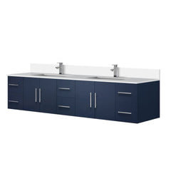 Navy Blue Double Bath Vanity 84 in. W x 22 in. D, Cultured Marble Top, and Faucet Set