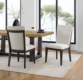 Brown Upholstered Dining Chairs, Set Of 2