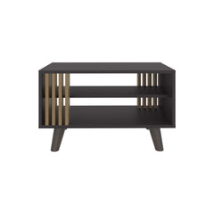 Shawnee Coffee Table With Open Storage Shelf, Living Room Center Table, Black/ Natural Oak